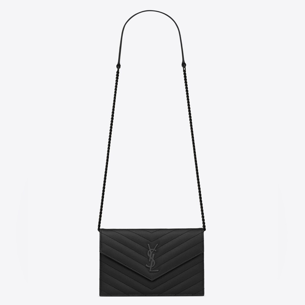 Saint Laurent Cassandre Matelassé Envelope Chain Wallet